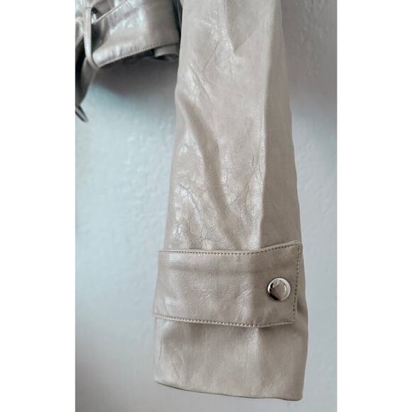 Lamarque Women's Katija Faux Leather Chic Cropped Coat Belted Waist Snap Closure - Picture 4 of 13